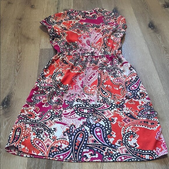 Tommy Hilfiger Red and Pink Paisley Midi Dress Medium - Picture 10 of 10